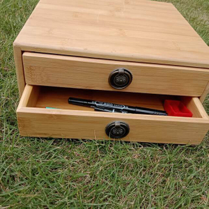 Stapelbare und tragbare Desktop-Bambus-Schubladen-Organizer-Aufbewahrungsbox